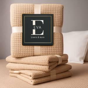 Pure Cotton Summer Pique Bedspred 160cm X 240cm Beige