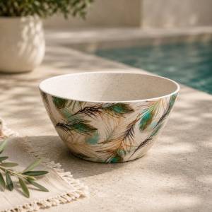 Eco Bamboo Fibre 4-Piece Bowl Set 14 cm | Feather Pattern