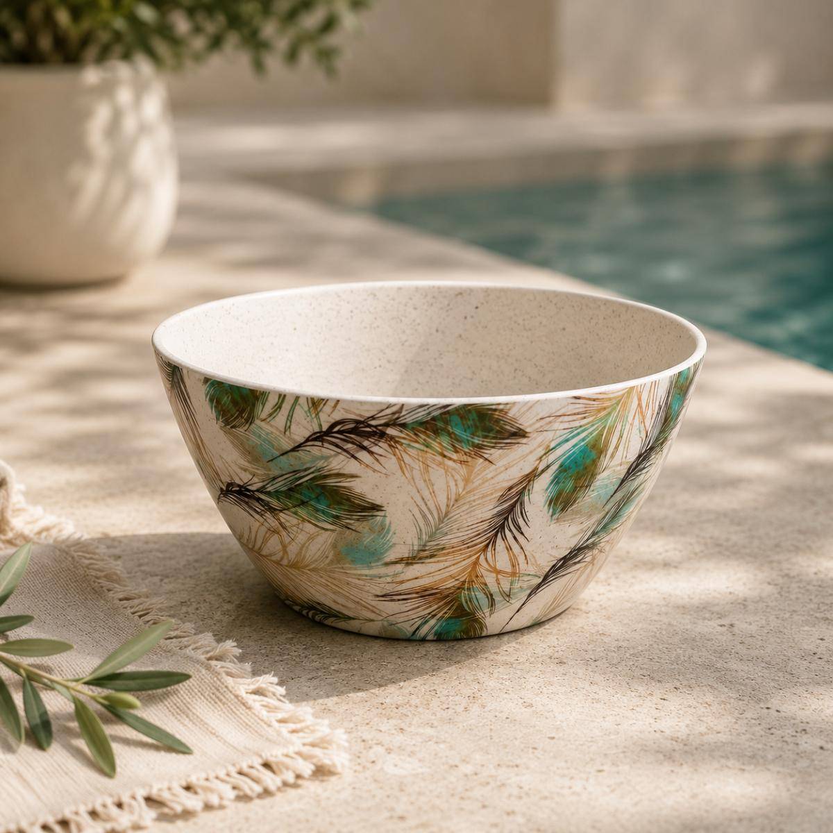 Eco Bamboo Fibre 4-Piece Bowl Set 14 cm | Feather Pattern