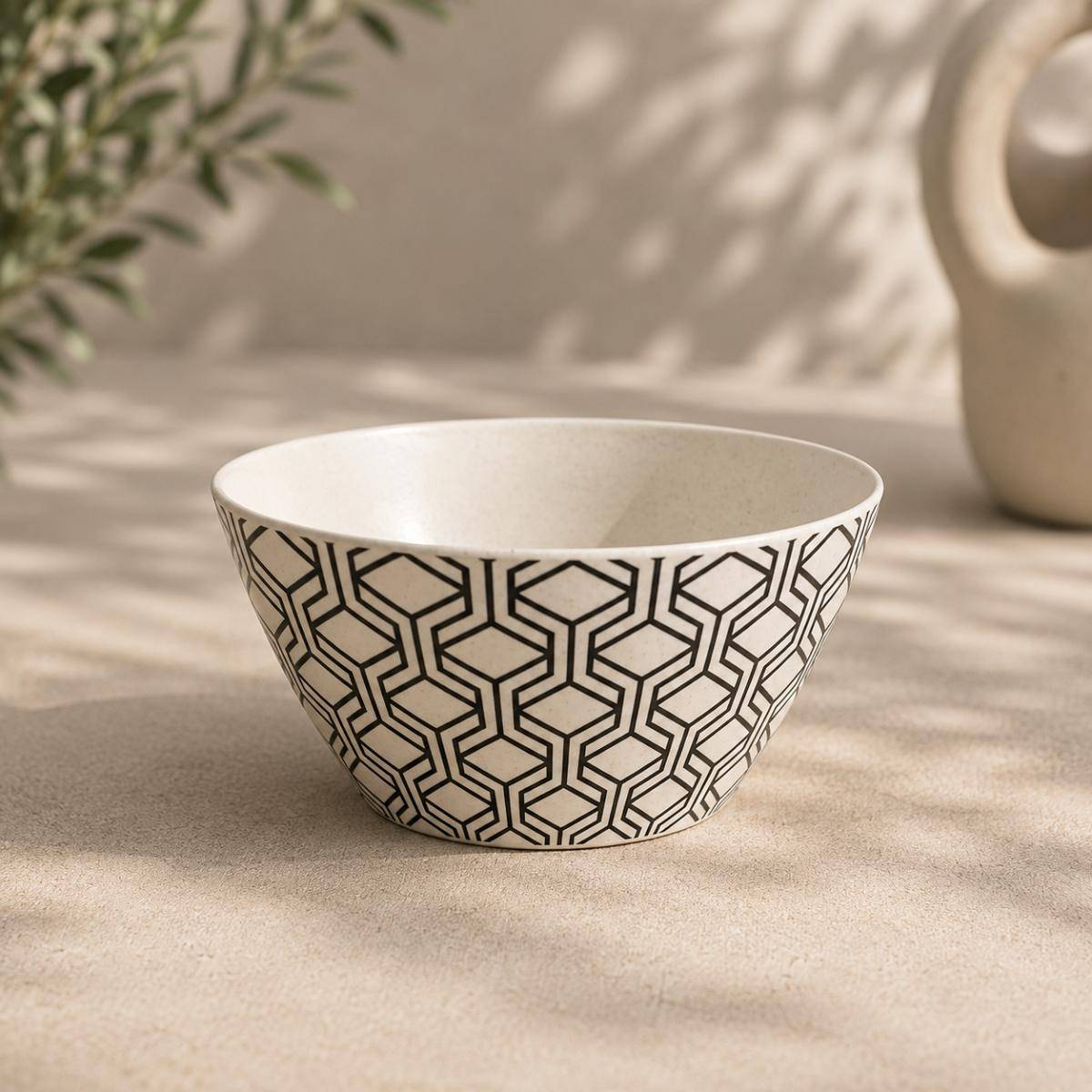 Eco Bamboo Fibre 18-Piece Dining & Serving Set | Geometric Pattern