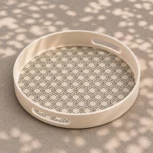 Eco Bamboo Fibre Serving Tray 35 cm | Geometric Pattern, SK743