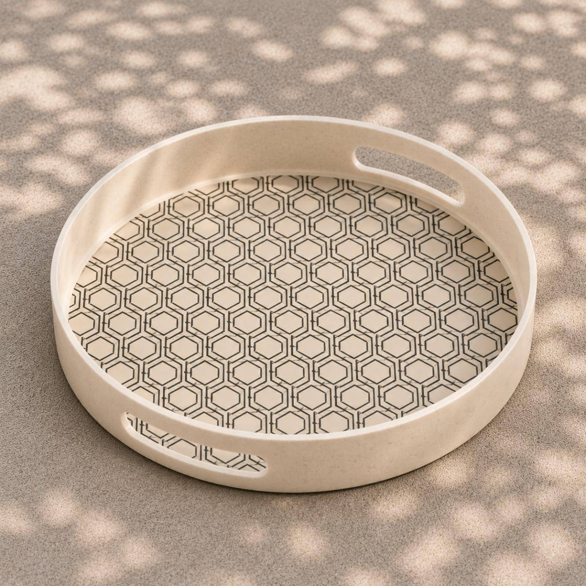 Eco Bamboo Fibre Serving Tray 35 cm | Geometric Pattern, SK743