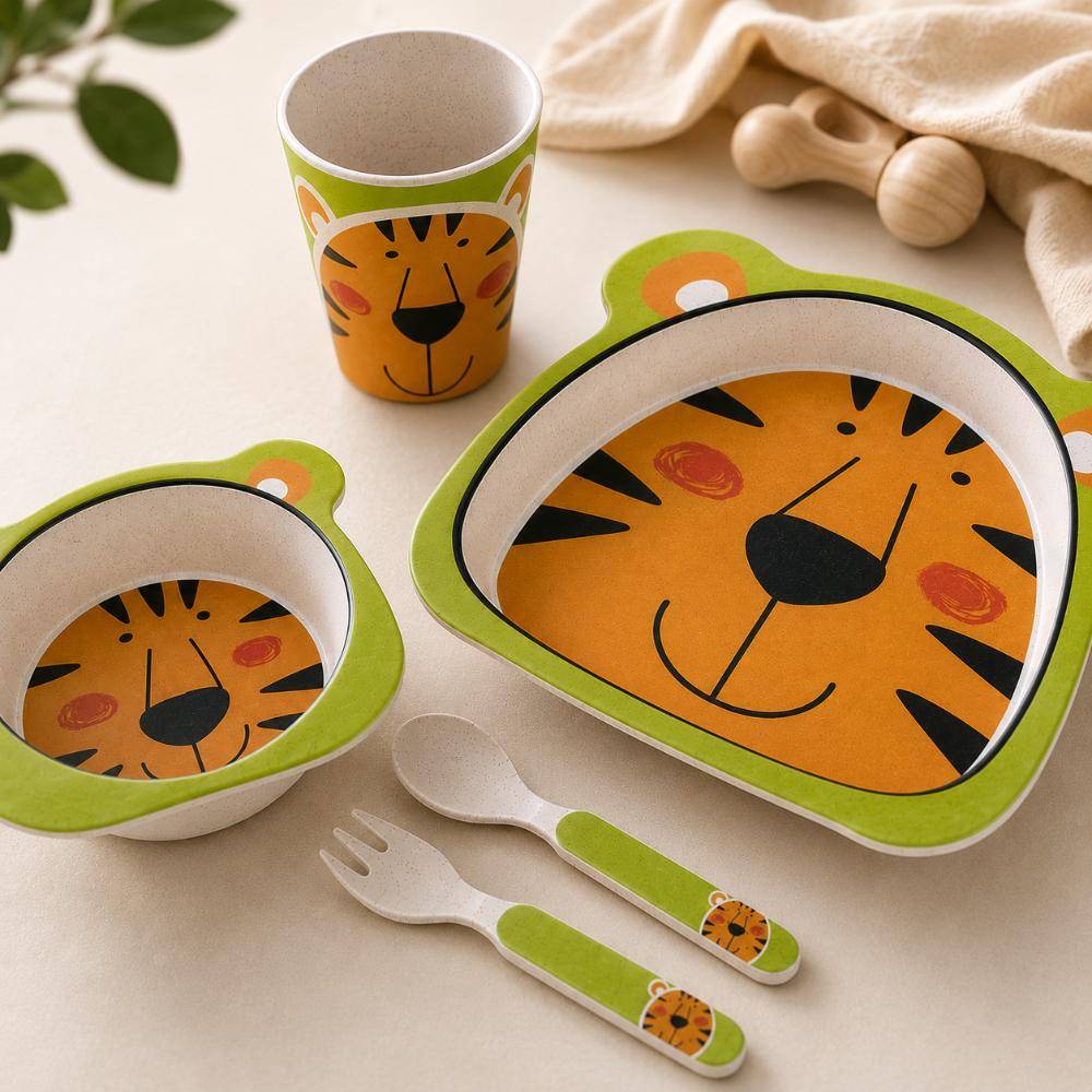 Tiger Bamboo Fibre 5-Piece Kids Dinner Set, SK742
