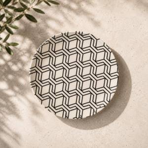 Eco Bamboo Fibre 4-Piece Dinner Plate Set 20 cm | Geometric Pattern, SK738