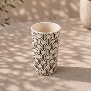 Eco Bamboo Fibre 4-Piece Cup Set | Geometric Pattern, SK737