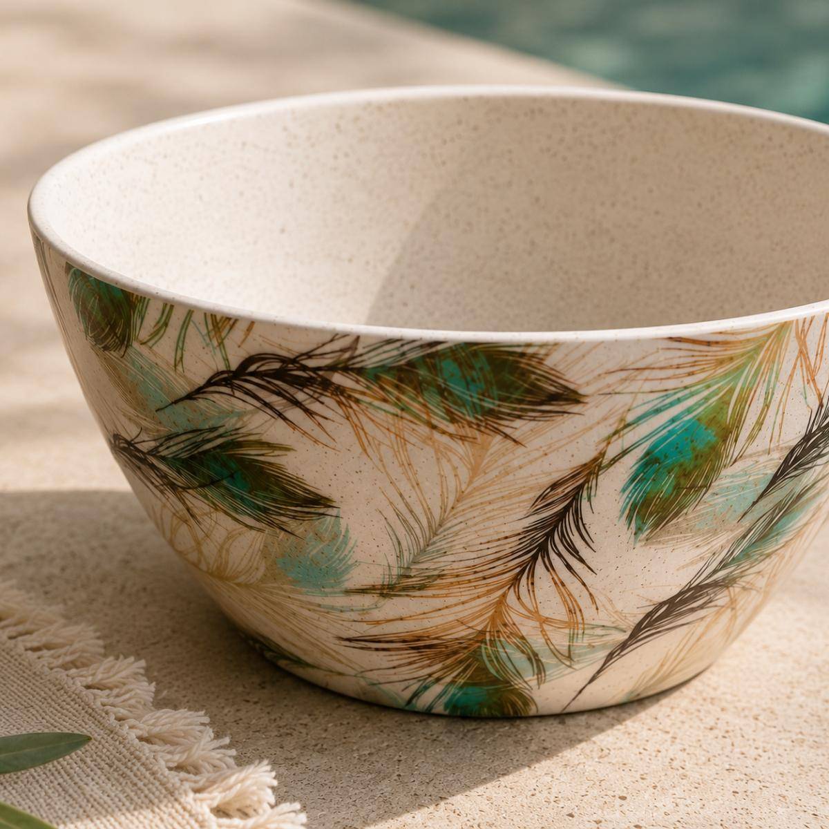Eco Bamboo Fibre 4-Piece Bowl Set 14 cm | Feather Pattern