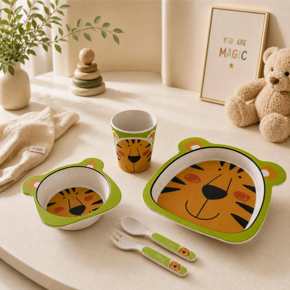 Tiger Bamboo Fibre 5-Piece Kids Dinner Set, SK742