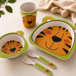 Tiger Bamboo Fibre 5-Piece Kids Dinner Set, SK742