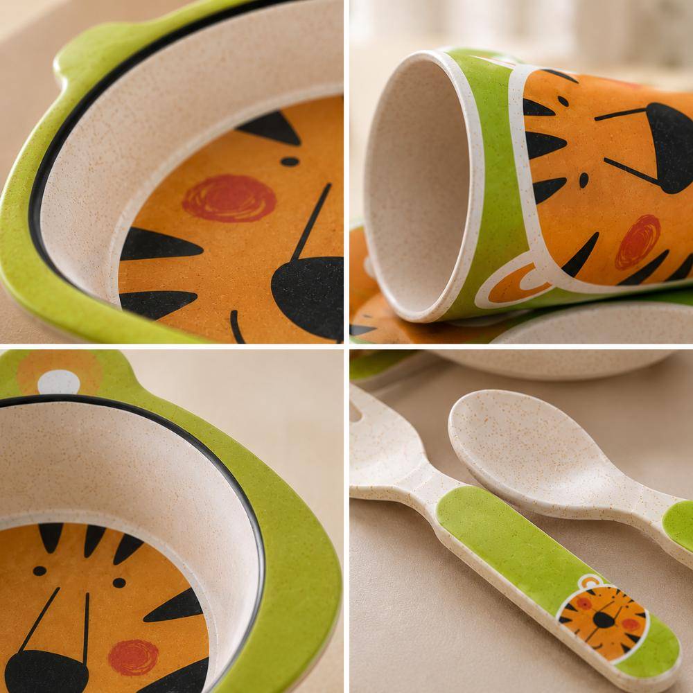 Tiger Bamboo Fibre 5-Piece Kids Dinner Set, SK742