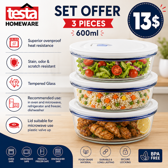Testa Food Container 600ml set offer