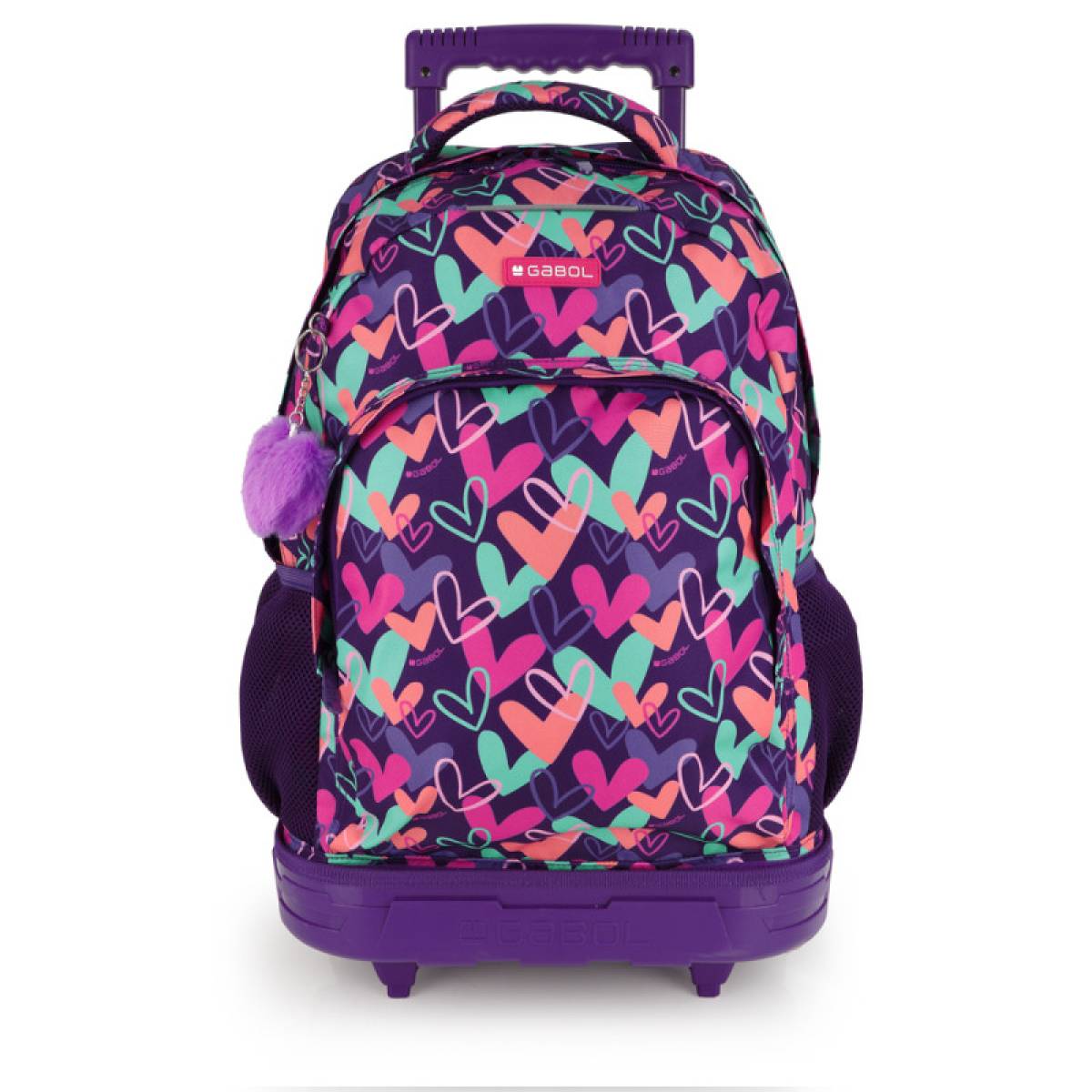 Gabol School Detachable Trolley Backpack Kokoro Hearts 34x46x20cm#237884/2026 Purple.