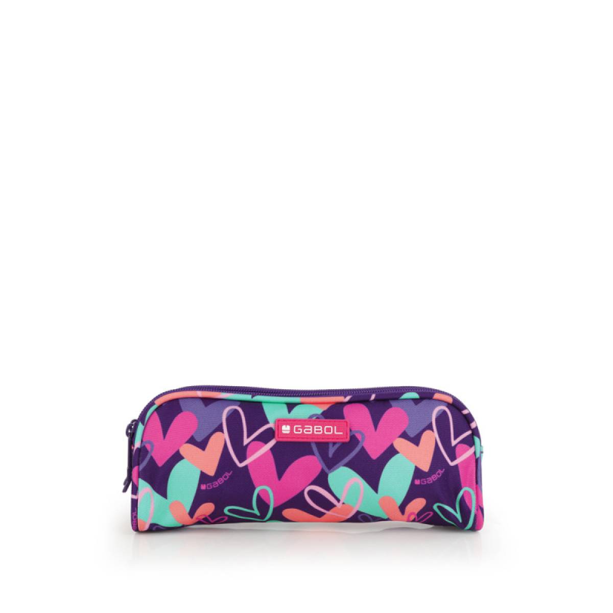 Gabol School Pencil Case 2 Parts Kokoro Hearts 22x8x6cm#237831/2026 Purple.