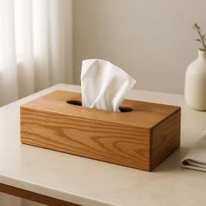 wooden B tissue box light walnut