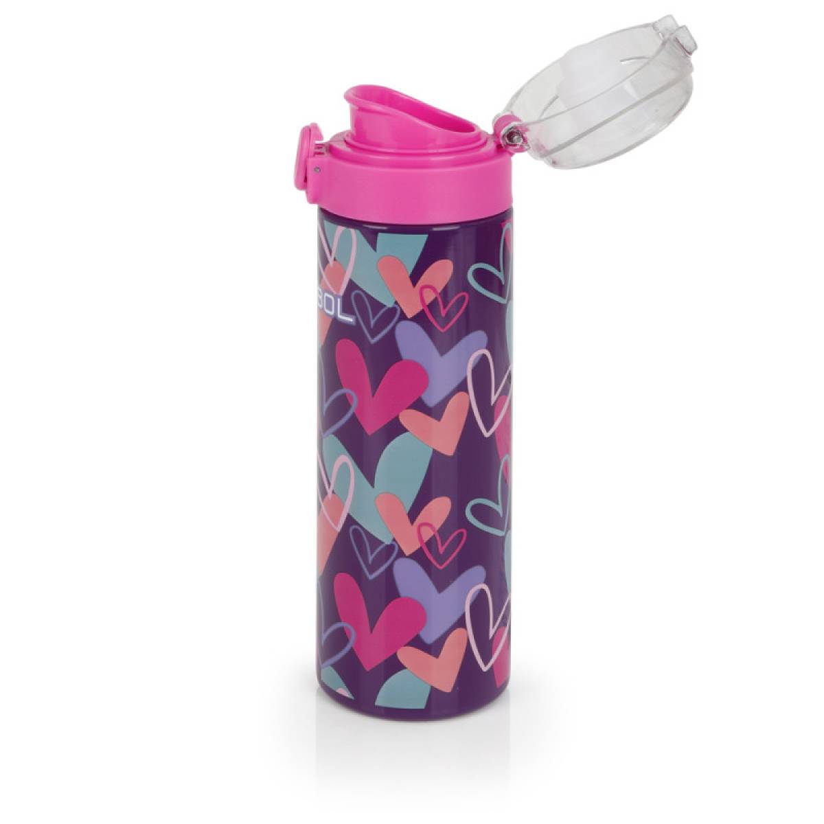 Gabol School Stainless Steel Bottle Kokoro Hearts 6.5x22.5x6.5cm 600ml#237852/2026 Purple.