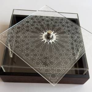 wood & acrylic box arabesc dark walnut silver B