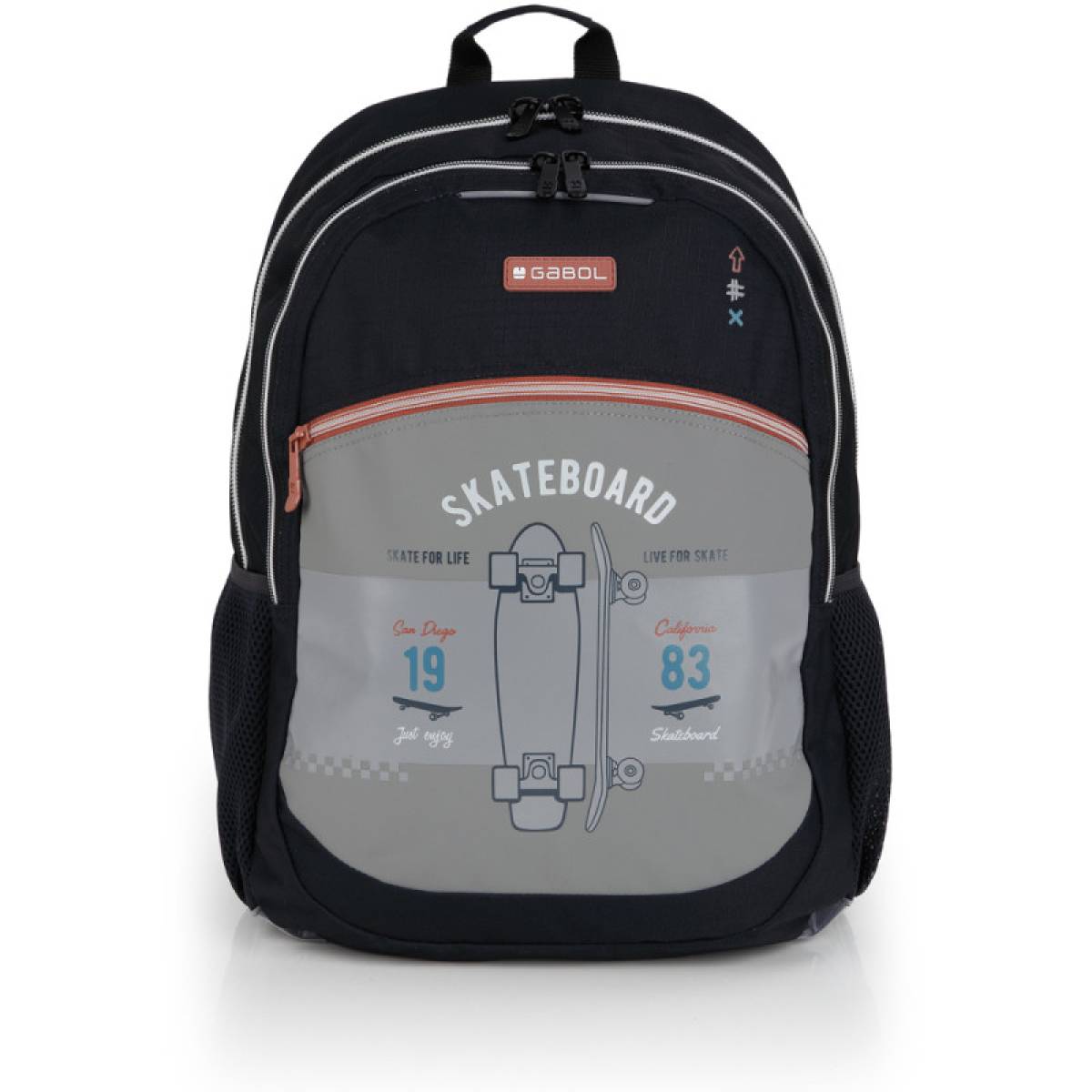 Gabol School Backpack 2 Parts Trick 34x46x20cm#238596/2026 Grey-black.