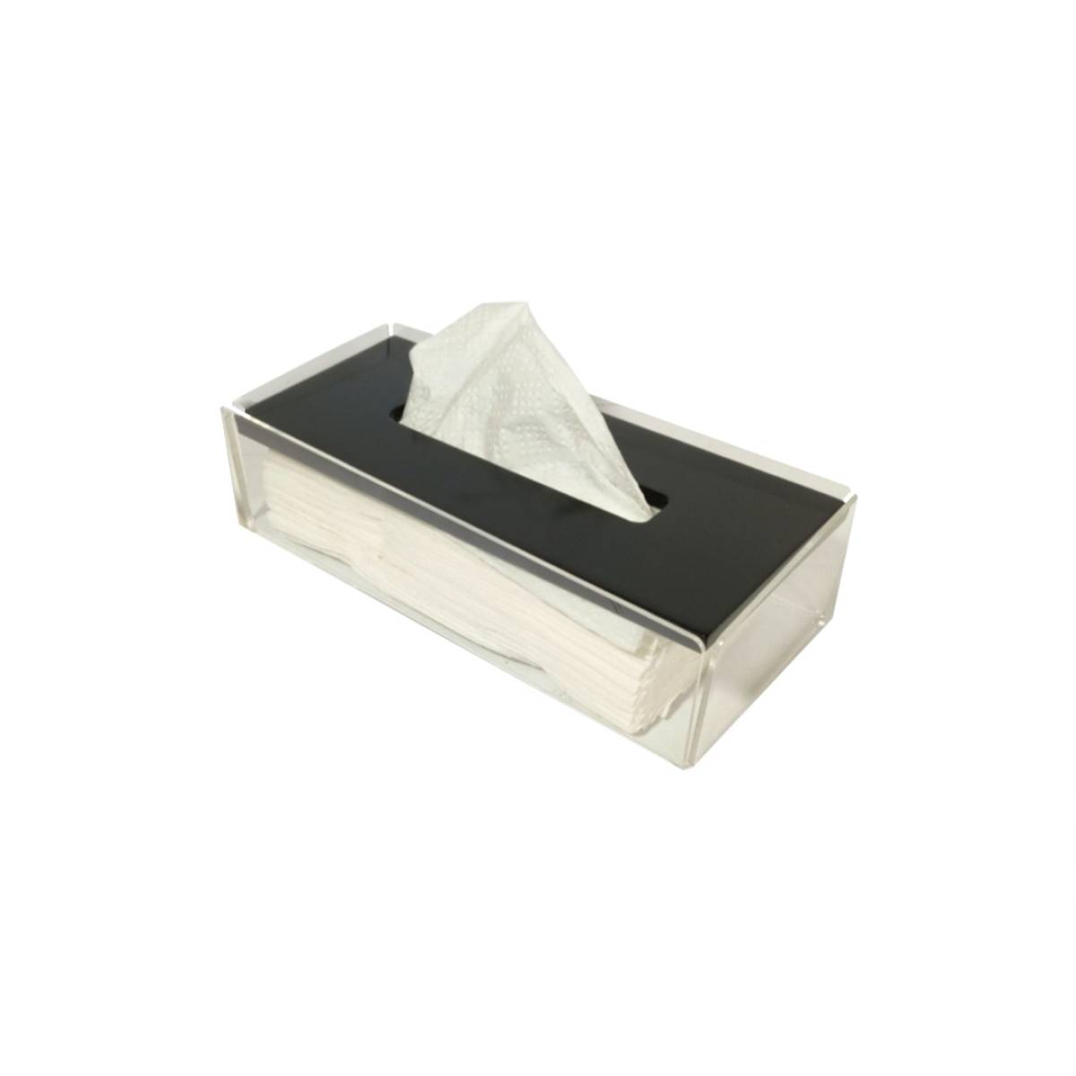plexi wooden tissue box black