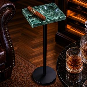 Charm-Chic Stand Ashtray 67 cm – Green Marble Luxury Cigar Stand, STNDASH