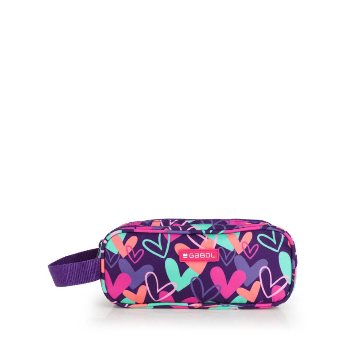 Gabol School Pencil Case 3 Parts Kokoro Hearts 22x9x9cm#237811/2026 Purple.