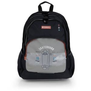 Gabol School Backpack 3 Parts Trick 32x44x18cm#238540/2026 Grey-black.