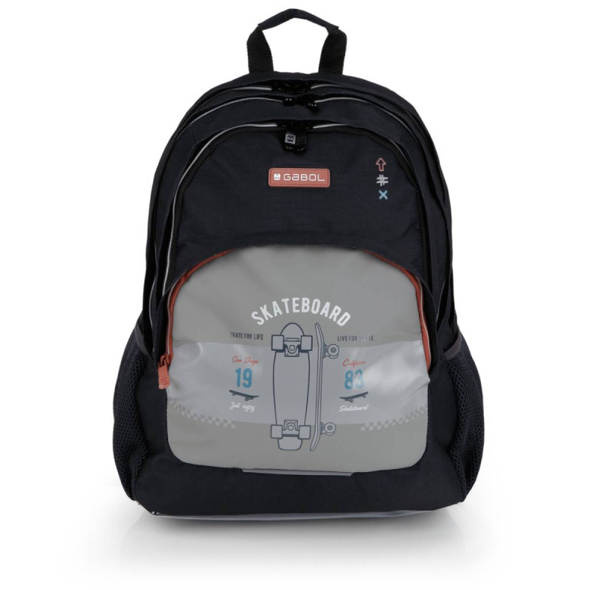 Gabol School Backpack 3 Parts Trick 32x44x18cm#238540/2026 Grey-black.