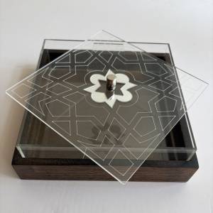 wood & acrylic box light walnut silver A
