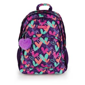 Gabol School Backpack 3 Parts Kokoro Hearts 32x44x18cm#237840/2026 Purple.