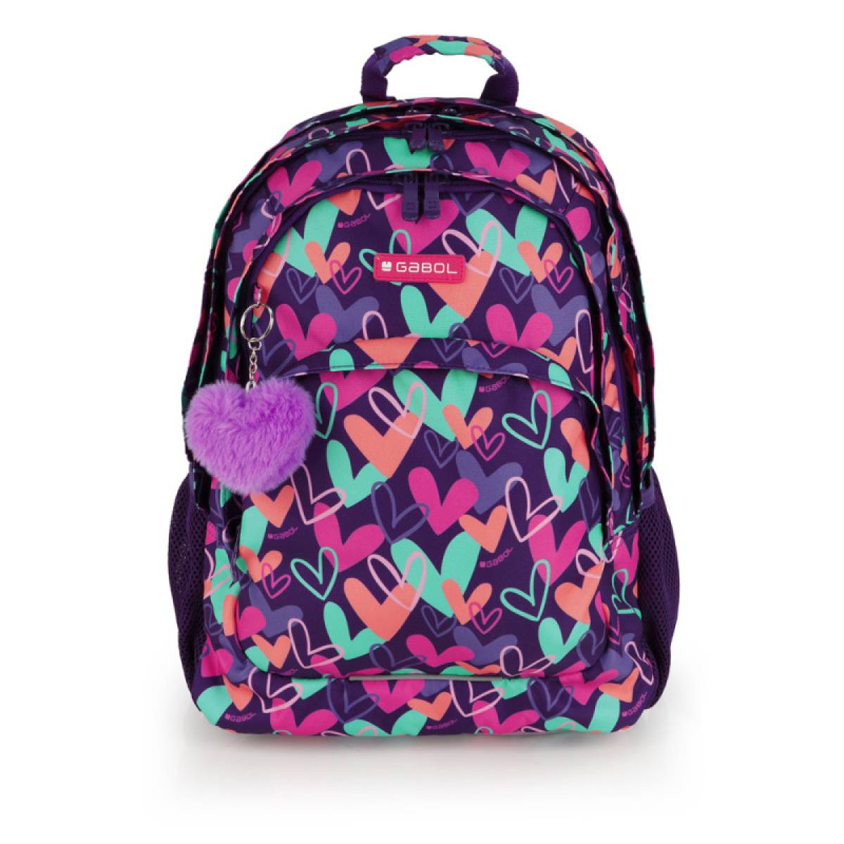 Gabol School Backpack 3 Parts Kokoro Hearts 32x44x18cm#237840/2026 Purple.