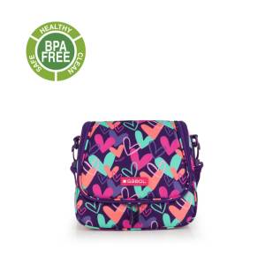 Gabol School Thermal Lunch Bag 1 Parts Kokoro Hearts 25x21x13cm#237832/2026 Purple.