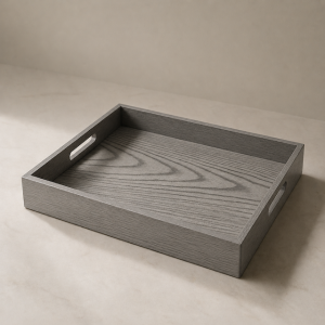 wooden straight tray grey