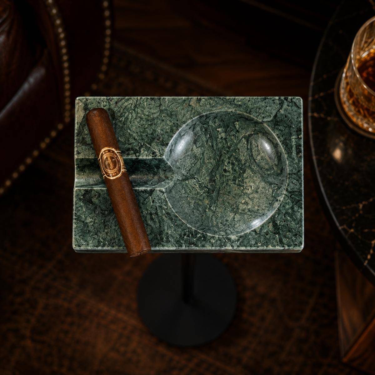 Charm-Chic Stand Ashtray 67 cm – Green Marble Luxury Cigar Stand, STNDASH