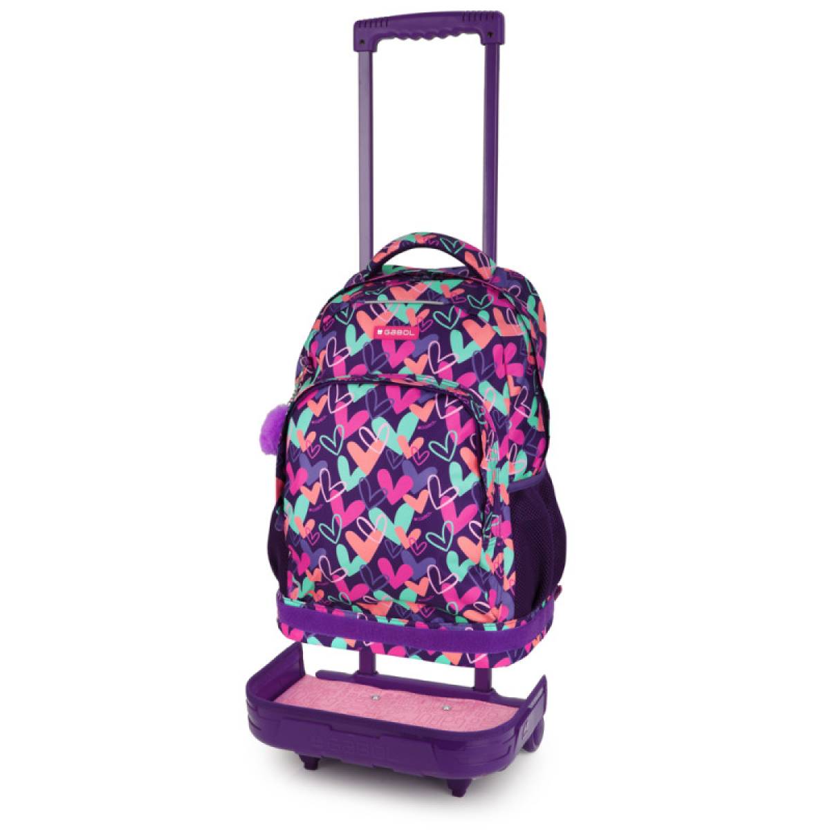 Gabol School Detachable Trolley Backpack Kokoro Hearts 34x46x20cm#237884/2026 Purple.