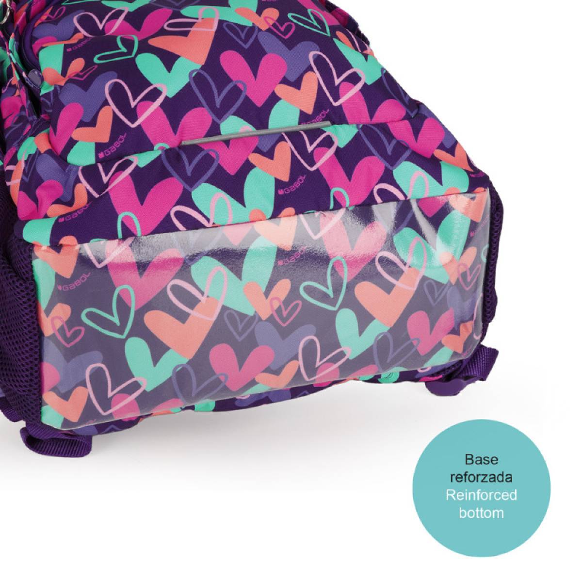 Gabol School Backpack 3 Parts Kokoro Hearts 32x44x18cm#237840/2026 Purple.