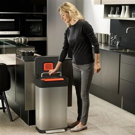 Joseph Jospeh  Titanium Rubbish Bin With Press Function, 30l