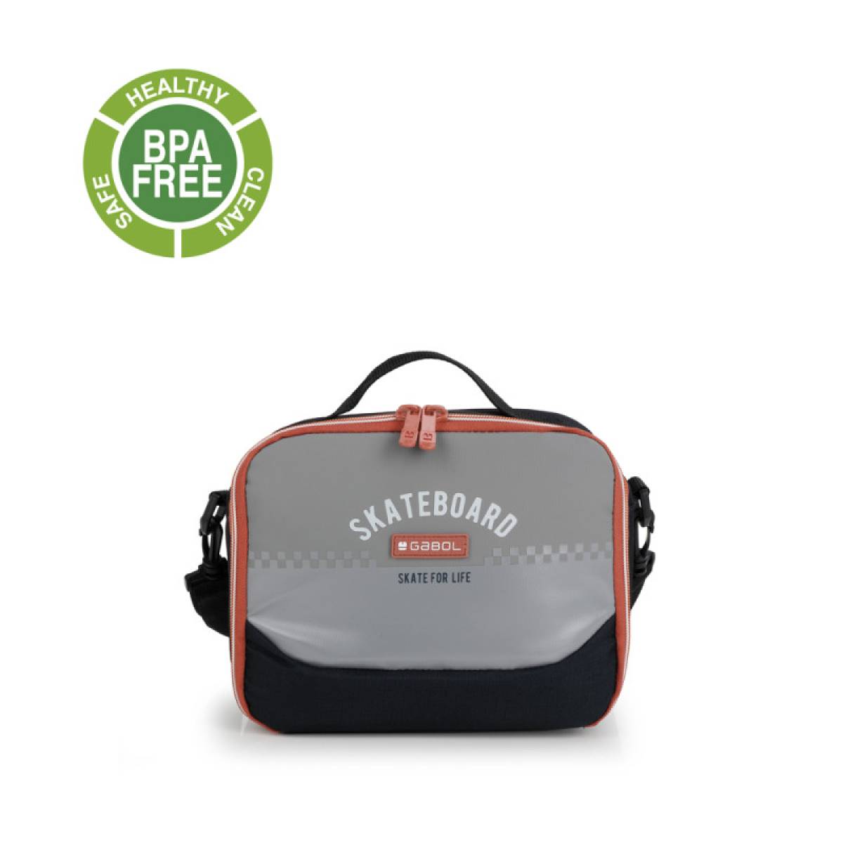 Gabol School Thermal Lunch Bag 1 Parts Trick 23x18x14cm#238573/2026 Grey-black.