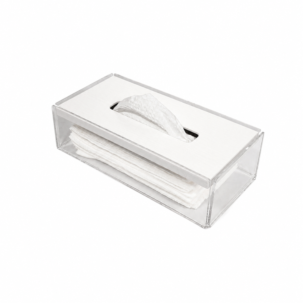 plexi wooden tissue box white