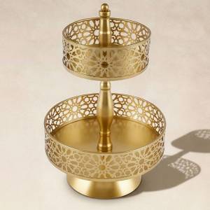 Karaca Home sema Two-tier Serving Tray Gold, Kar-8683650439547