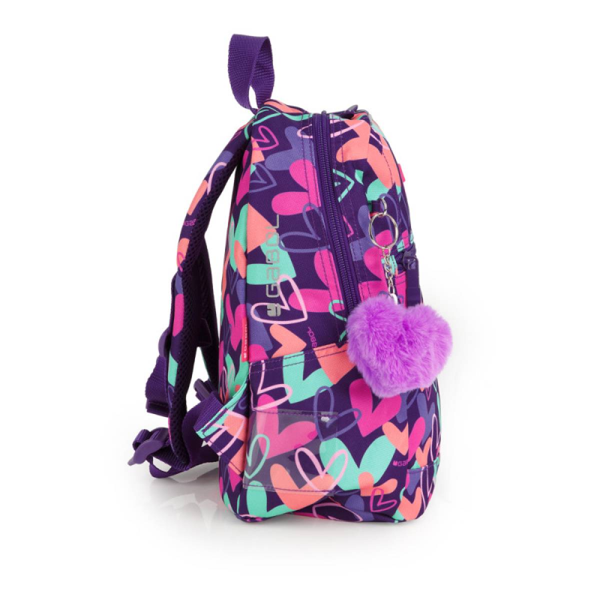Gabol School Small Backpack 1 Parts Kokoro Hearts 22x30x16cm#237887/2026 Purple.