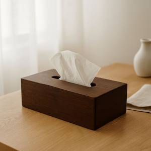 wooden B tissue box dark walnut