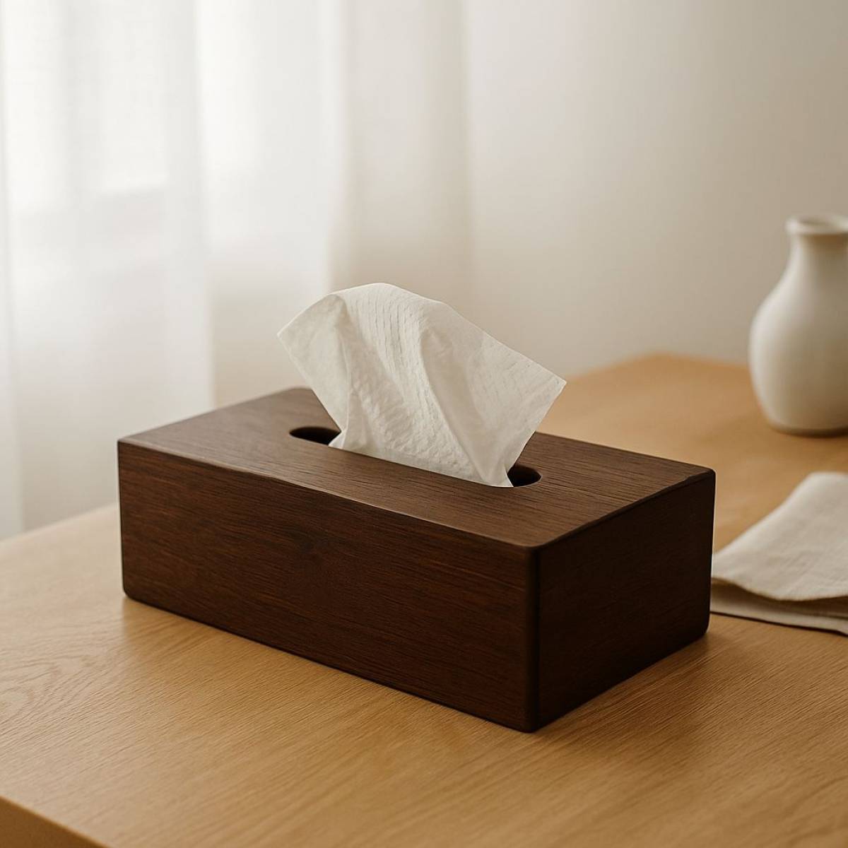 Wooden B Tissue Box Dark Walnut