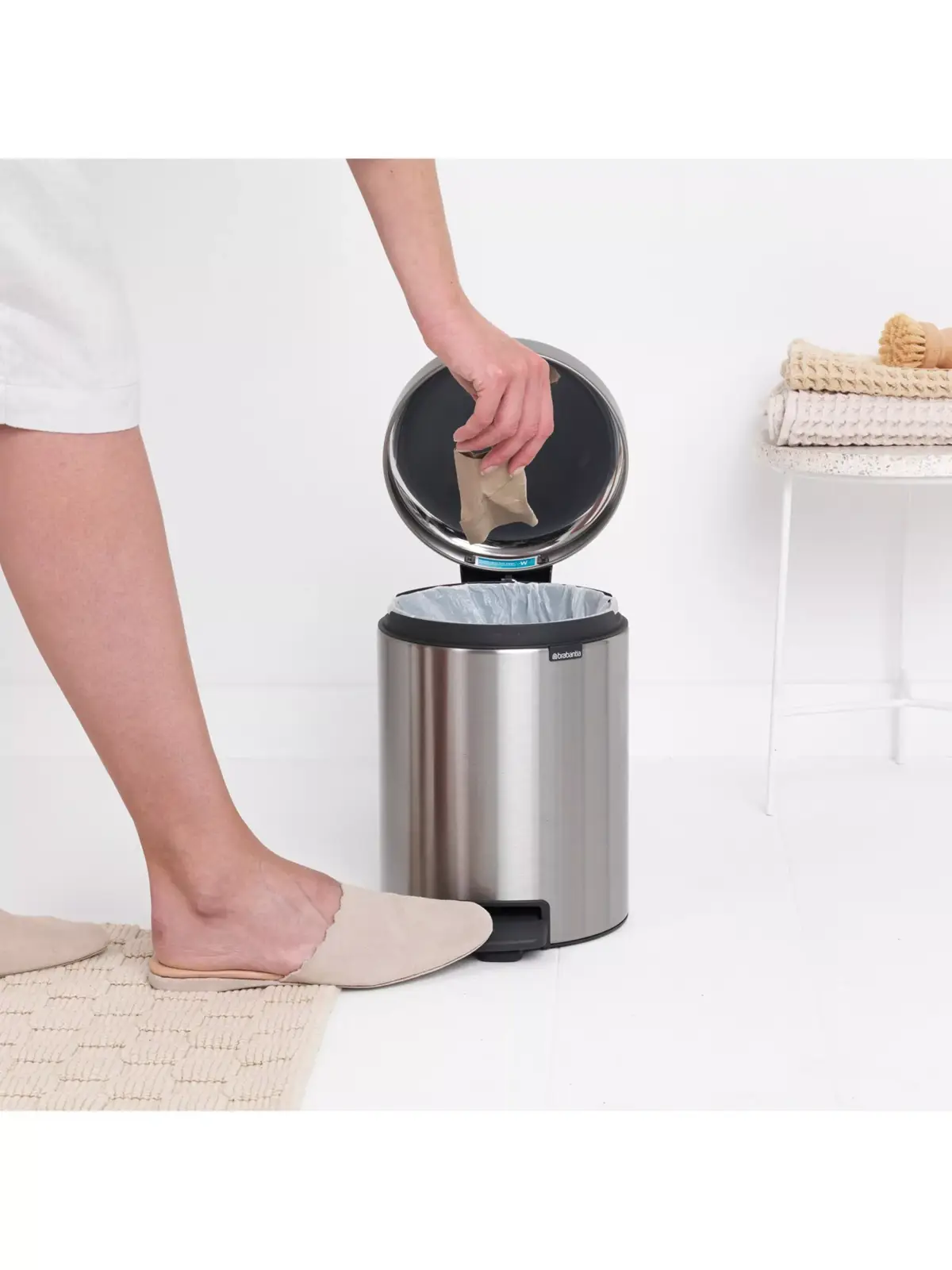 Brabantia Pedal Bin newIcon 5L Plastic Inner Bucket Brilliant Steel