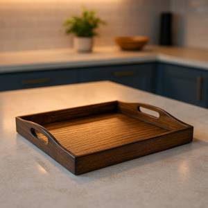 wooden curved tray dark walnut