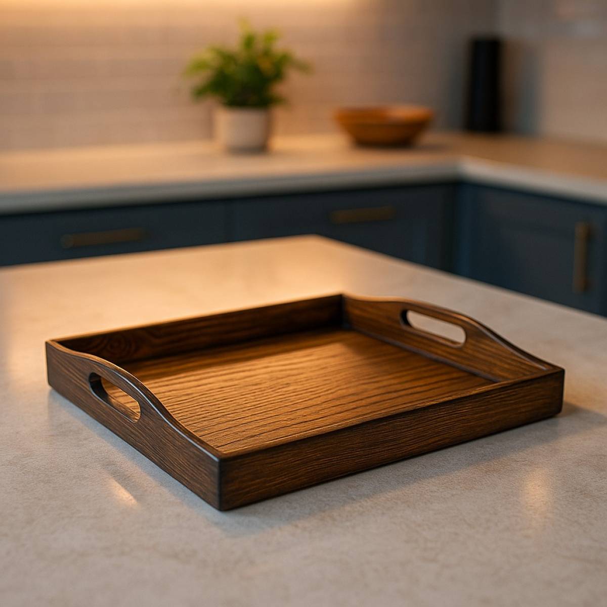 wooden curved tray dark walnut