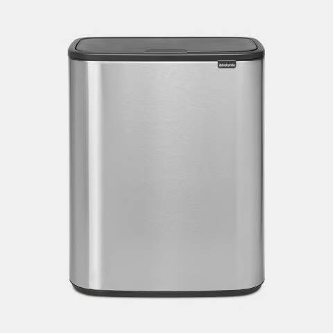 Brabantia Bo Touch Bin, 60 litre, Plastic Bucket,Matt Steel Fingerprint Proof