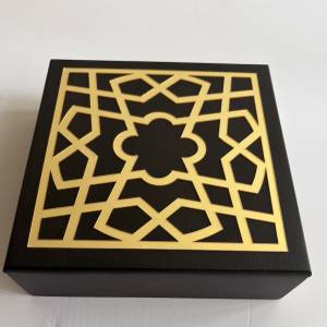 Wooden Tea Box Arabesc Dark Walnut Gold A