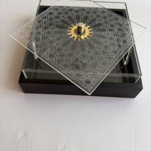 Wood & Acrylic Box Arabesc Dark Walnut Gold B
