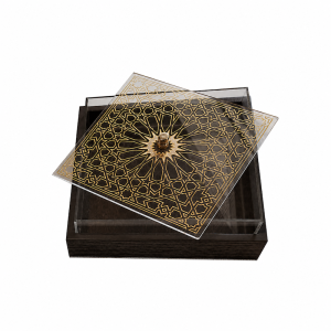 Wood & Acrylic Box   Arabesc Dark Walnut Gold