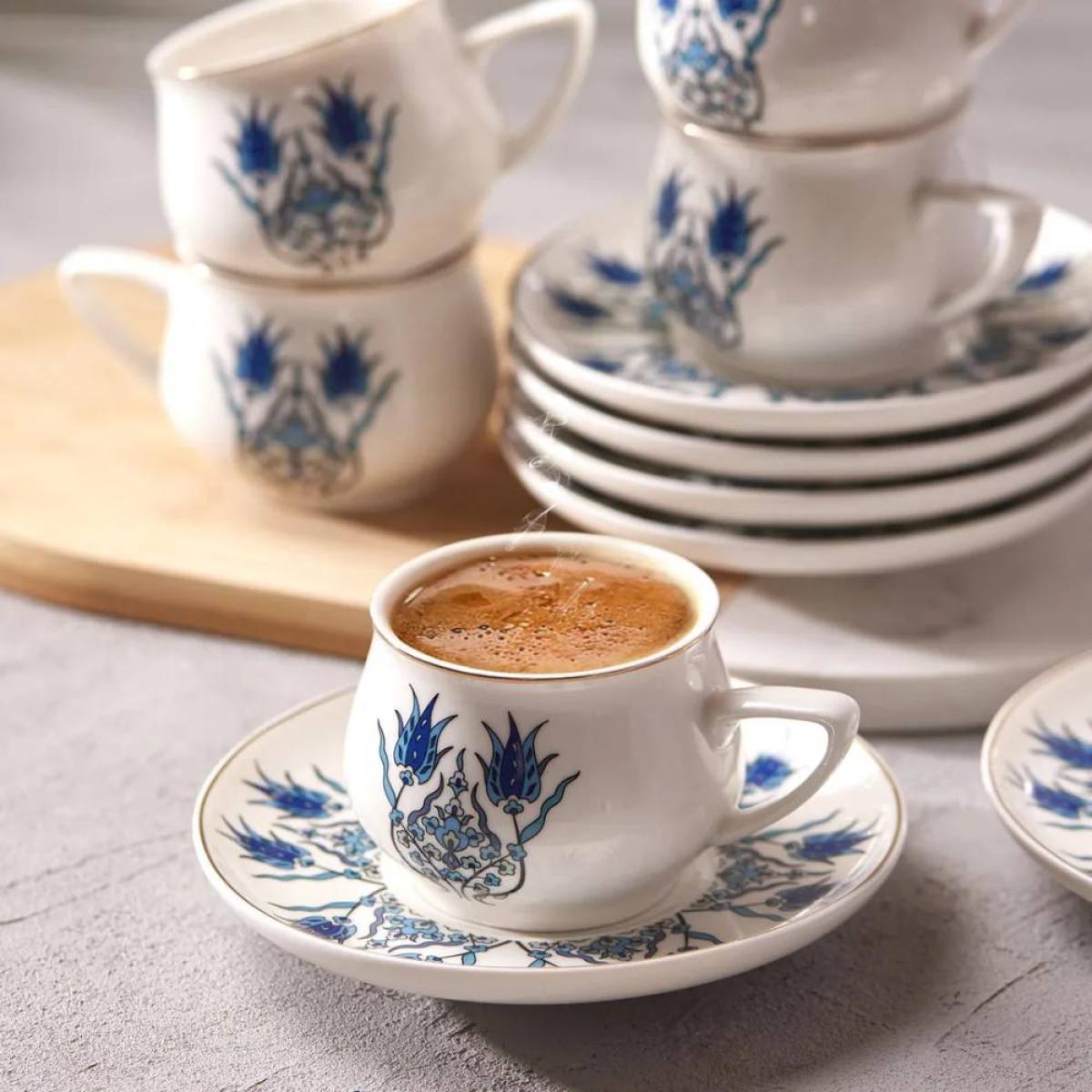 Karaca Iznik 12-piece Porcelain Espresso Turkish Coffee Cup Set For 6 People, 100ml, Multi, Kar-8697918613587