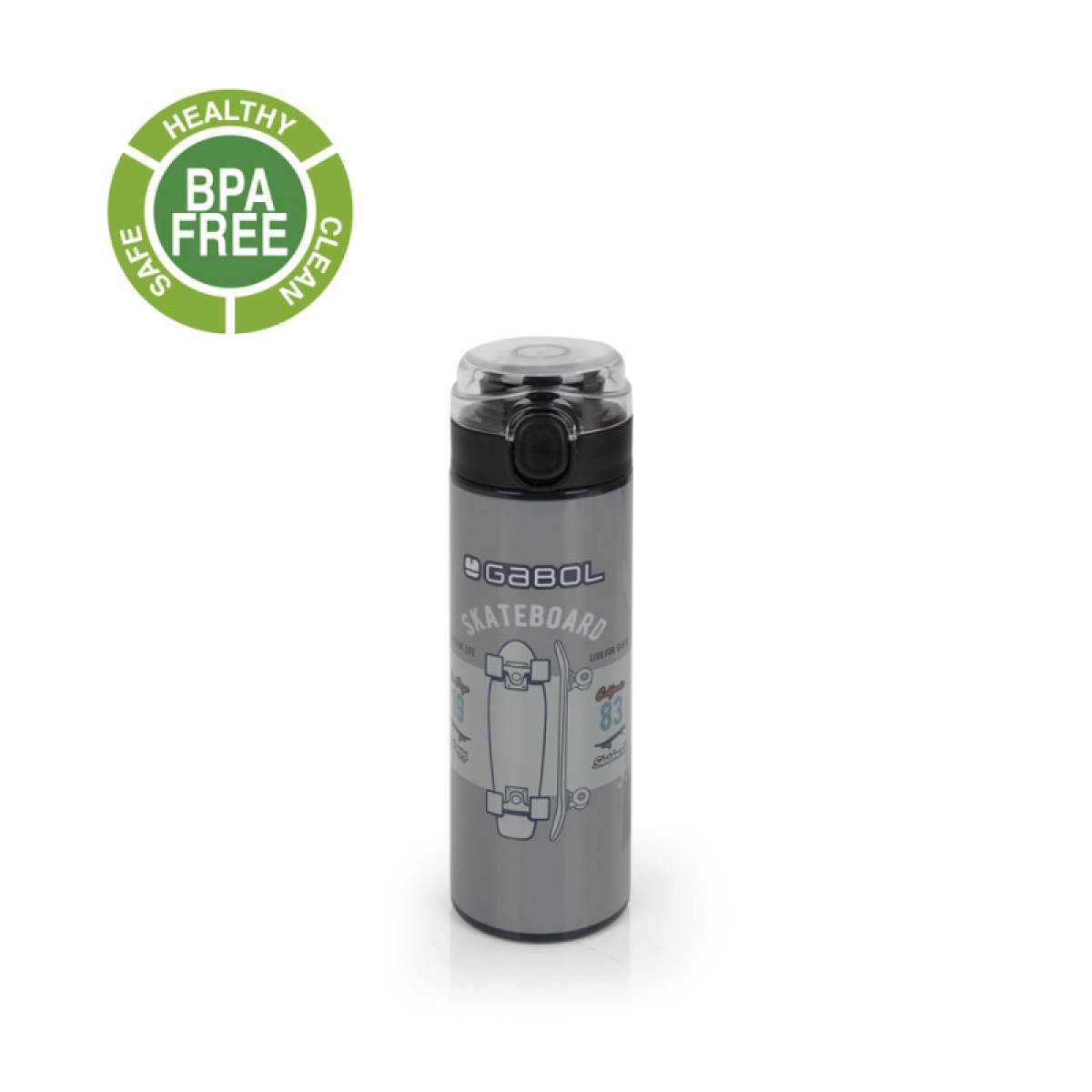 Gabol School Stainless Steel Bottle Trick 6.5x22.5x6.5cm 600ml#238552/2026 Grey-black.