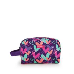 Gabol School Cosmetic Bag Kokoro Hearts 24x15x11cm#237888/2026 Purple.